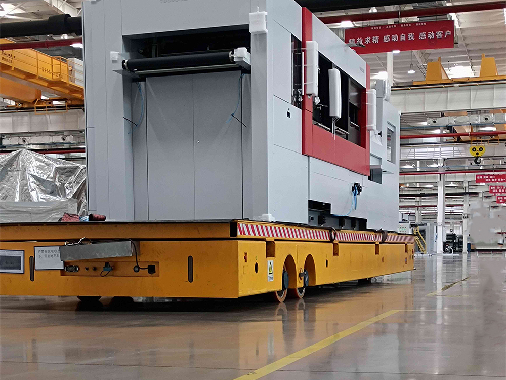Trackless electric flat car